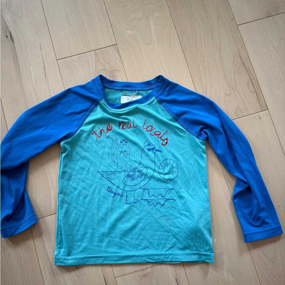 Patagonia Kids Long Sleeve Tee - Blue and Aqua